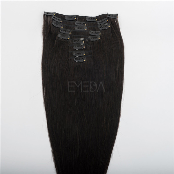 Cheap clip in human hair extensions uk color #1B YJ235
